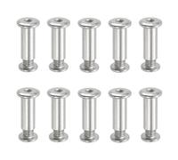 PATIKIL Vis Chicago Hexagonales, 10 Ensembles Vis de Fixation M8 x 25 mm Écrous de Boulon à Tête Hexagonale pour Scrapbooking, Ceinture, Album Photo, Réparation de Meubles, Argenté