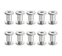 PATIKIL Vis Chicago Hexagonales, 20 Ensembles Vis de Fixation M6 x 10 mm Écrous de Boulon à Tête Hexagonale pour Scrapbooking, Ceinture, Album Photo, Réparation de Meubles, Argenté