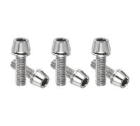 PATIKIL Vis de Potence de Vélo en Titane M5X16mm, 6 Pack Vis à Tête Conique Hexagonale Remplacement de Vis de Vélo de Montagne avec Rondelle pour Pièces de Potence de Vélo, Ton Argent