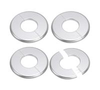 PATIKIL Wall Split Flange 1.73"/44mm, 4Pcs ABS Round Self-Adhesive Escutcheon Plate Cover Buckle Pour Water Pipe Faucet Decoration, Silver
