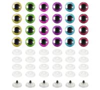 PATIKIL Yeux de Sécurité Flash de 12mm, 60 Pièces Faux Yeux Réalistes Colorés pour le Crochet Accessoires de Crochet de Décoration, 6 Couleurs