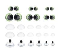 PATIKIL Yeux de Sécurité Flash de 14-30mm, 34 Ensembles d'Yeux de Poupée avec Rondelles, Boutons Souples, Colorés et Réalistes pour Crochet, Accessoires de Poupées, Couleur Vert Herbe