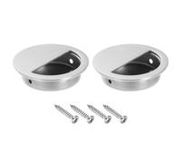 PatikilPorte Poignées 50mm/2" Dia, 2 Paquets Rond Caché Dissimulé Doigt Tire Poignée 304 Inox Acier Coulissante Porte Tiroirs, Argent