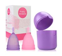 PATILWON Cup Menstruelle, Comprend 2 Coupes 1 Stérilisateur, Silicone de Qualité Médicale, Doux, Réutilisable et Lavable 100% Sûr (Cup Menstruelle Petite (rose rouge + violet))