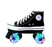 Patin A Roulette Femme Homme Roller Quad Adulte Roller 4 Roues Enfant Led Patins à Roulettes Artistiques Garçon Fille Retro Design,LEDBlack-40