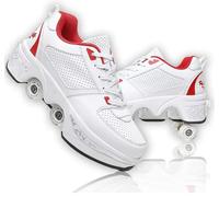 Patin À Roulette Fille, Sneakers Roller Chaussures De Skateboard Baskets avec Roues Sport Gymnastique Mode Multi-usages Kick Roller Shoe pour garçons Filles