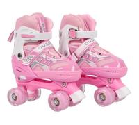 Patin à Roulette Roller Enfant HUOLE Réglable Rose - Protection Complète - 4 Roues Non Clignotantes S