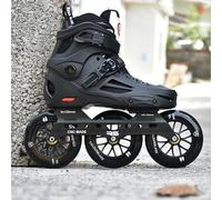 Patin à Roulettes En Ligne Professionnels, Patins De Vitesse Noirs, Patins D'extérieur Avec 3 Roues De 125 Mm, Pour Hommes, Femmes Et Adultes, Pour Le Parc La Rue La Route Et Le Slalom(Size:42)