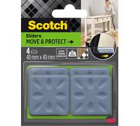 Patin glisseur adhésif carré gris Scotch ø40 mm, lot de 4