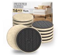 Patin Glisseur pour Meuble Lourd,Beige Rond 16 Pièces - 9cm,Grands Patins pour Meubles, Furniture Sliders, Déplacez Les Meubles Lourds Rapidement et Facilement, Protégez Le Plancher de Bois Franc