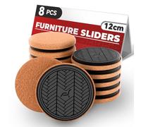 Patin Glisseur pour Meuble Lourd,Marron Rond 8 Pièces - 12cm,Grands Patins pour Meubles, Furniture Sliders, Déplacez Les Meubles Lourds Rapidement et Facilement, Protégez Le Plancher de Bois Franc