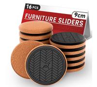 Patin Glisseur pour Meuble Lourd, Rond 16 Pièces - 9cm,Grands Patins pour Meubles, Furniture Sliders, Déplacez Les Meubles Lourds Rapidement et Facilement, Protégez Le Plancher de Bois Franc