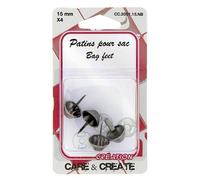 Patin pour Sac métal Noir 15mm Les 4 pièces + Platine Fixation, Support Attaches Bagage