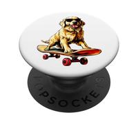 Patineur Golden Retriever PopSockets PopGrip Adhésif