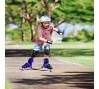 Patins à Roues alignées Ajustables pour Filles et garçons, Idéal pour Les garçons et Les Filles -Roller Enfant Fille, Débutants, Patins à roulettes pour l'extérieur et l'intérieur,M : 32-37 - Bleu