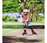 Patins à Roues alignées Ajustables pour Filles et garçons, Idéal pour Les garçons et Les Filles -Roller Enfant Fille, Débutants, Patins à roulettes pour l'extérieur et l'intérieur,S : 27-32 - Rouge