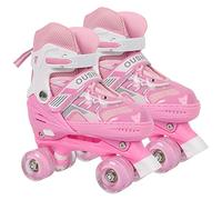 Patins à Roues Alignées Réglables avec Roues Lumineuses, Patins à roulettes Lumineux et Amusants - Le modèle A est Non Clignotant, Le modèle B est entièrement Clignotant. (A-S,Rose)