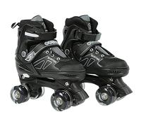 Patins à Roues Alignées RéglablesPatins à roulettes pour Filles et Enfants de 3 à 12 Ans avec Roues, 4 réglables pour débutants, pour débutants - Cadeau de Noël et d'anniversaire-S-Noir
