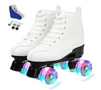 Patins à roulettes à double rangée réglables pour intérieur et extérieur, Roue clignotante blanche, 45=UK:10.5