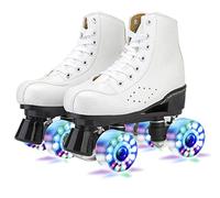 Patins A roulettes Blancs, Roller Enfant, Adolescent et Adulte, Roller Femme et Homme à 4 Roues Lumineuses LED, Roller parallèles Chaussure Quad,Tailles du 36 au 42 (36)