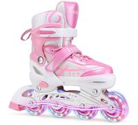 Patins à roulettes en Ligne Réglables pour Enfants Filles, Rollers en Ligne pour Enfants et Débutant pour Intérieur Extérieur Sport. (Rose, M (EU32-36))