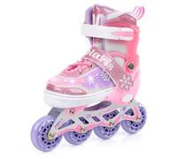 Patins à roulettes pour Enfants 4 en 1 réglables 25-37 - Rollers, quads et Glace - Coque Haute Stable, Roues PU, ABEC-7 - par Meteor