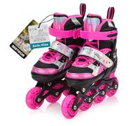 Patins à roulettes pour Enfants 4 en 1 réglables 25-37 - Rollers, quads et Glace - Coque Haute Stable, Roues PU, ABEC-7 - par Meteor