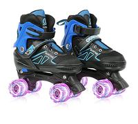 Patins à roulettes pour Enfants, 8 Roues Lumineuses, Triple Protection, Patins à roulettes à Double Rangée pour Filles, Garçons et Débutants, Sûr et Durable (Bleu et Noir, M (32-37))