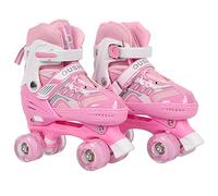 Patins à roulettes pour Enfants de 3 à 5 Ans, 5 à 8 Ans, 6 à 12 Ans, Rollers en Ligne Rollers Quad pour Filles Garçon Femmes Débutants Cadeau de Noël d'anniversaireS : 27-31 - Double rangée - Rose