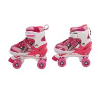 Patins à roulettes pour Enfants garçons et Filles, Patins à Quatre Roues avec Design à Quatre Roues, Tige en PVC pour débutants, Patins à roulettes d'intérieur et d'extérieu (Rose)