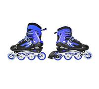 Patins à roulettes pour Enfants,Roller Double Rangée Fille Garçon, Roues Classiques ou 8 Roues, Taille Ajustable, Chaussures de Patinage Sécurisées avec Frein,M : 32-37 - Bleu