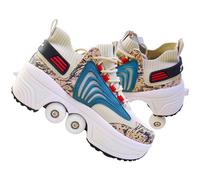 Patins à roulettes pour garçons et Filles, Baskets Chaussures Qui se transforment en Roller,Chaussure Roller Fille 4 Roue pour comme Anniversaire, Cadeaux de Noël (I, EU-36)