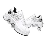 Patins à roulettes pour garçons et Filles, Baskets Chaussures Qui se transforment en Roller,Chaussure Roller Fille 4 Roue pour comme Anniversaire, Cadeaux de Noël (A, EU-37)