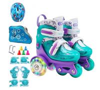 Patins à roulettes pour | Patins à roulettes à trois points pour débutants, roues lumineuses avec genouillères, coudières et couvre-chef pour salle de sport, parc