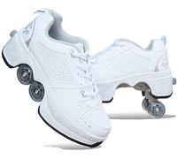 Patins A roulettes Reglables,Chaussures Filles Garçons,Deform Wheels Skates Roller Shoes Casual Sneakers Walking Skates Hommes Femmes Runaway Patins à Quatre Roues,A-38