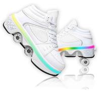 Patins A roulettes Reglables pour 4 Roues réglables à roulettes Chaussures 2 en 1 Multi-usages Kick Roller Shoe pour garçons Fille, Unisexe Sports Et Loisirs Chaussures