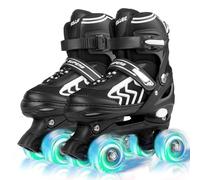 Patins à roulettes réglables pour Enfants avec Roues Lumineux Rollers en Ligne Rollers Quad pour Filles Garçon Femmes Débutants Cadeau de Noël d'anniversaire (Blanche, M (32-36 EU))