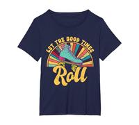 Patins à roulettes rétro des années 80 pour Adolescentes T-Shirt, Femme Grandes Tailles, Bleu Marine, 5X