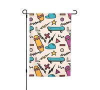 Patins à roulettes rétro imprimés 30,5 x 45,7 cm, drapeau floral de jardin, toutes saisons, décoration de cour épaisse pour pelouse