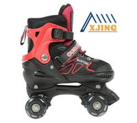 Patins à roulettes XJING ROLLER IN LINE - Taille S(27-32) - Réglable - 8 roues - Rouge+Noir S