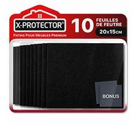 Patins en Feutre Auto-Adhésifs 10 PCS 20 x 15 cm X-Protector - Patins pour Meubles Noir - Patin Meuble Premium - Patin Feutre Autocollant - Patins Glisseurs pour Meubles - Protégez Vos Sols!