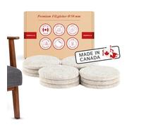 Patins en feutre autocollants ronds 50mm, 5mm d'épaisseur, 12 x patins pour meubles lourds, brun clair, protection pour parquet ou stratifié, pour pieds de meubles, pieds de tables, pieds de chaises, chaises - Made in Canada