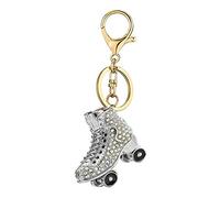 Patins porte-clés strass, chaussure pendentif de anneau de Clé, de charme d'alliage de cristal étincelant (Argent)