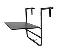 Patio Balcony Hanging Table Space-Saving Anti-Rust Wrought Iron Folding Railing Table 4-Level Height-Adjustable Side Table for Terrace Garden Black 60x40cm