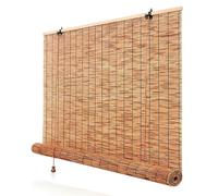 Patio Bamboo Shades Roll up Outdoor Porch Bamboo Roller Window Shades Light Filtering Blinds Retro Roll-up Reed Shade with Lifter UV Protection Window Blind & Shade 76" 72" 48" 60" 64"(26" W x 60" H)
