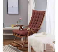 Patio Coussins De Chaise Fauteuil à Bascule épais Rembourré Dossier Haut Coussin De Chaise Avec 6 Liens Pour Chaise Longue Banc Coussin 48x120x8cm,café