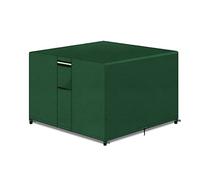 PATIO PLUS Housse de table cube en rotin avec aération, tissu Oxford 600D très résistant - Imperméable, coupe-vent, anti-UV - Pour table carrée de jardin - Vert - 125 x 125 x 71 cm