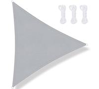 PATIO PLUS Voile d'ombrage Triangulaire imperméable 3,6 x 3,6 x 3,6 m avec revêtement en PU, auvent de terrasse Durable pour extérieur, Cour, pelouse, Piscine, arrière-Cour, Gris Clair
