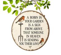 Patio Signs | Rustic Robin Memorial Wall Decor | For Garden Porch Home