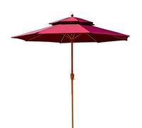 Patio Umbrella Patio Umbrella, Outdoor Red Market Table Umbrellas Double Parasol with Crank Lift and 8 Ribs, 9ft/2.7m Sun Shade for Garden/Lawn/Deck